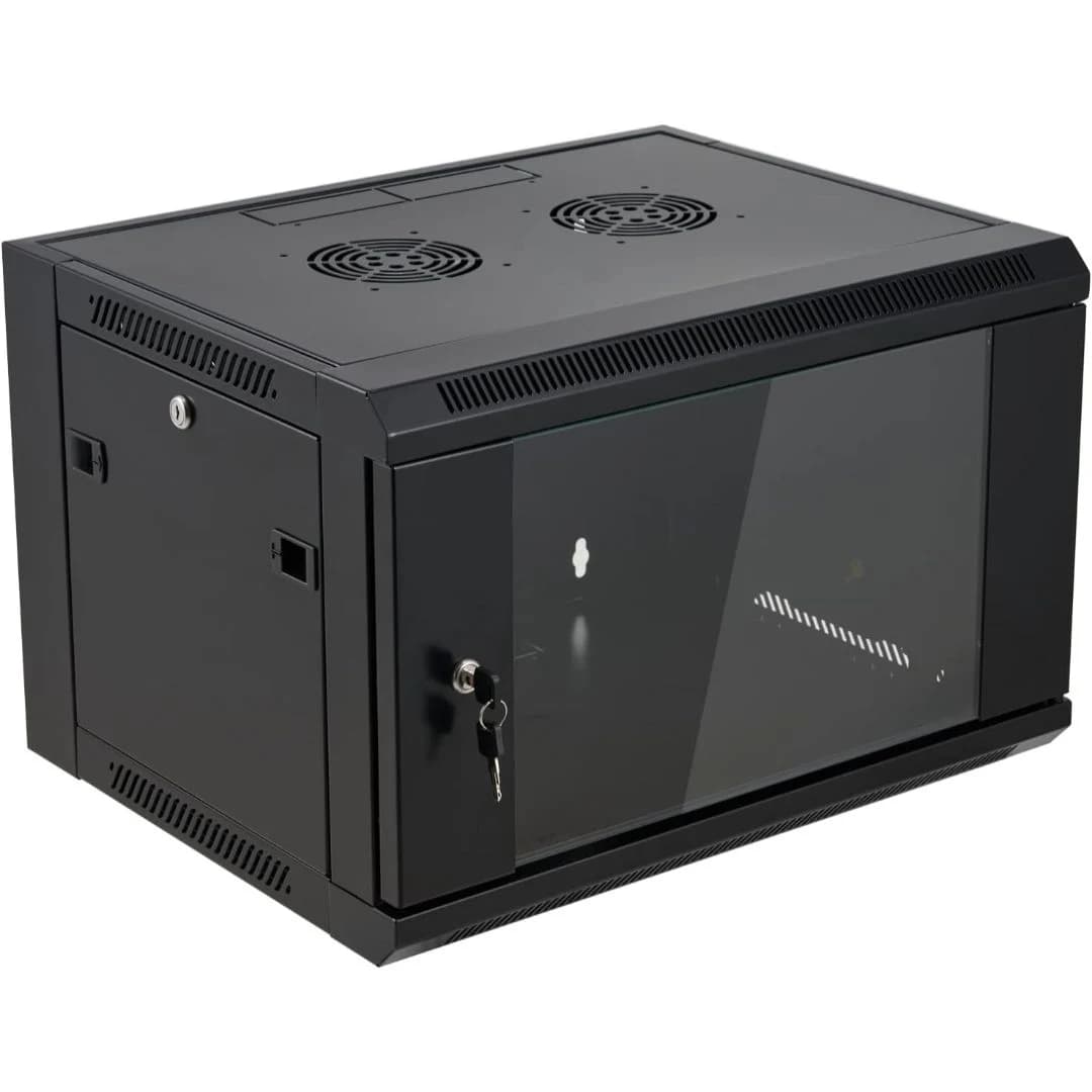 ONLINK WM6406 RACK DE PARED CERRADO FIJO 6U 600X 450X368MM CON PUERTA DE VIDRIO (INCLUYE 3 CERRADURAS)