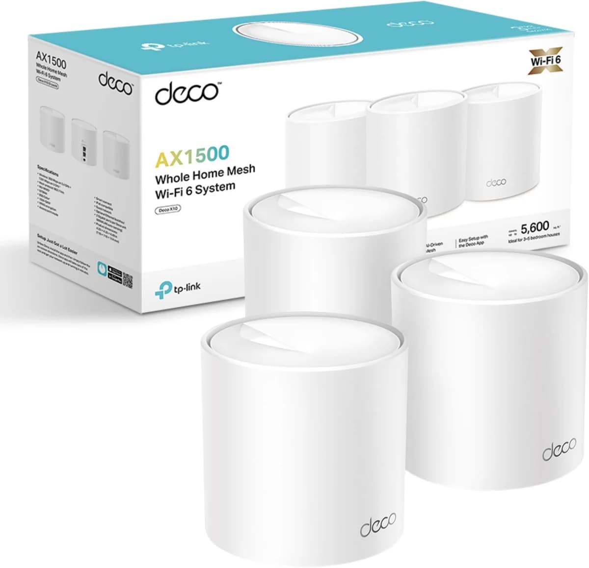 TP-LINK DECO-X10-3P DECO AX1500 WHOLE HOME MESH WIFI SYSTEM DUAL BAND WIFI 6 (3 UNIDADES)