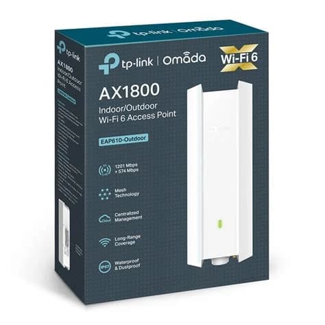 TP-LINK EAP610-OUTDOOR PUNTO DE ACCESO DUAL BAND INALAMBRICO AX 1800Mbps PARA EXTERIORES OFDMA y MU-MIMO WIFI 6 AMPLIFICADOR DE POTENCIA DEDICADO