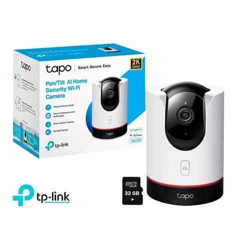 TP-LINK TAPO-C225-INDOOR CAMARA INTELIGENTE WI-FI VIGILANCIA 360 GRADOS VISION NOCTURNA SONIDO BIDIRECCIONAL ALMACENAMIENTO INTERNO MIC SD