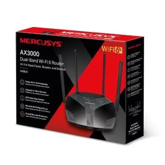 MERCUSYS MR80X ROUTER DE ALTA POTENCIA DUAL BAND AX3000 WIFI 6 CON 4 ANTENAS DE 5dBi ETHERNET 10/100/1000