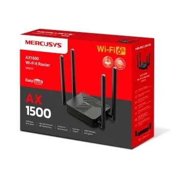 MERCUSYS MR62X ROUTER DE ALTA POTENCIA DUAL BAND AX1500 WIFI 6 CON 4 ANTENAS DE 5dBi 3 PUERTOS ETHERNET 10/100/1000