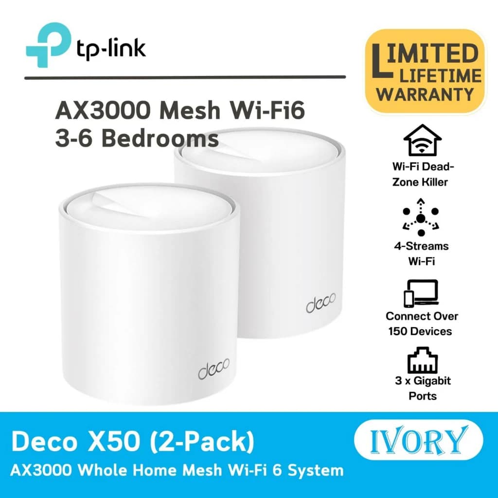 TP-LINK DECO-X50-POE-2P DECO X50-POE SISTEMA MESH WIFI 6 POE AX3000 PARA TODA LA CASA ( 2 UNIDADES )