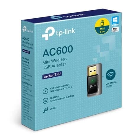 TP-LINK ARCHER-T2UN MINI ADAPTADOR USB INALAMBRICO DUAL BAND 600MBPS AC600