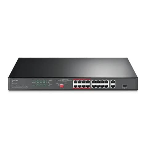 TP-LINK TL-SL1218P SWITCH PARA MONTAJE EN RACK DE 16 PUERTOS POE 10/100 MBPS 2 PUERTOS GIGA + 1 PUERTO SFP