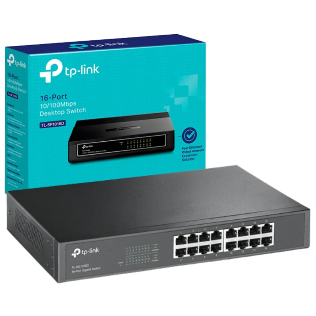TP-LINK TL-SF1016D SWITCH DE 16 PUERTOS 10/100 PARA MONTAJE DE ESCRITORIO